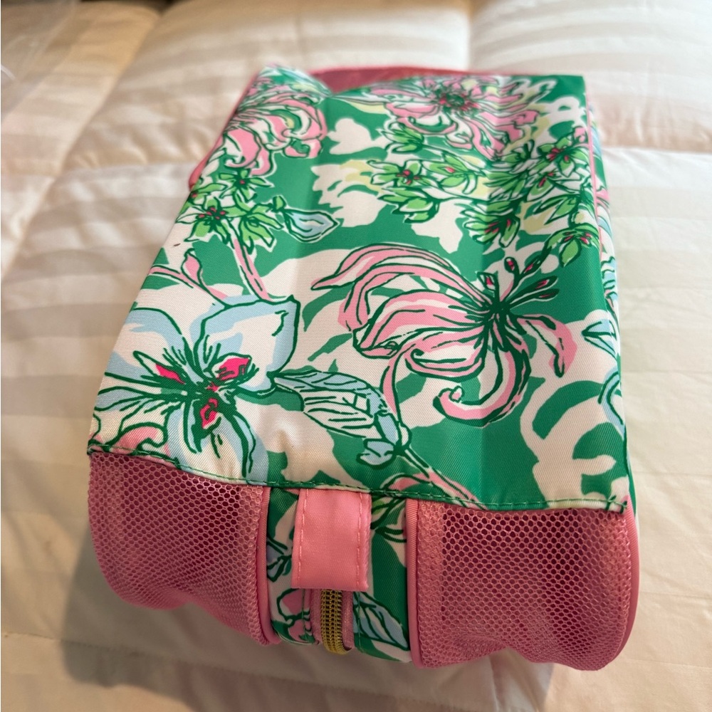Floral Print Cosmetic Bag with Pink Accents